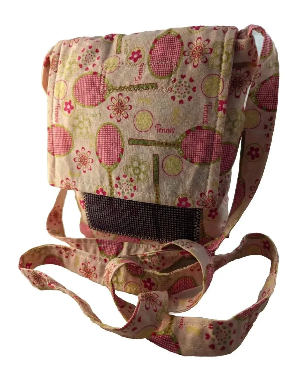 Tennis bag small pink Pattern Handmade For Essentials.Crossbody Strap 7.5x7.5x2